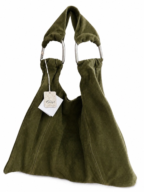 Free People Handbags - Free People Bobbi Slouch Suede Tote Olive Green Leather BNWT SOLD OUT